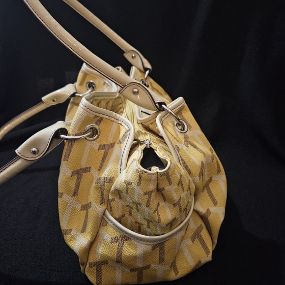 Tignanello Signature Leather Shoulder Bag/Satchel-Yellow, Cream, & Brown - Picture 3 of 16